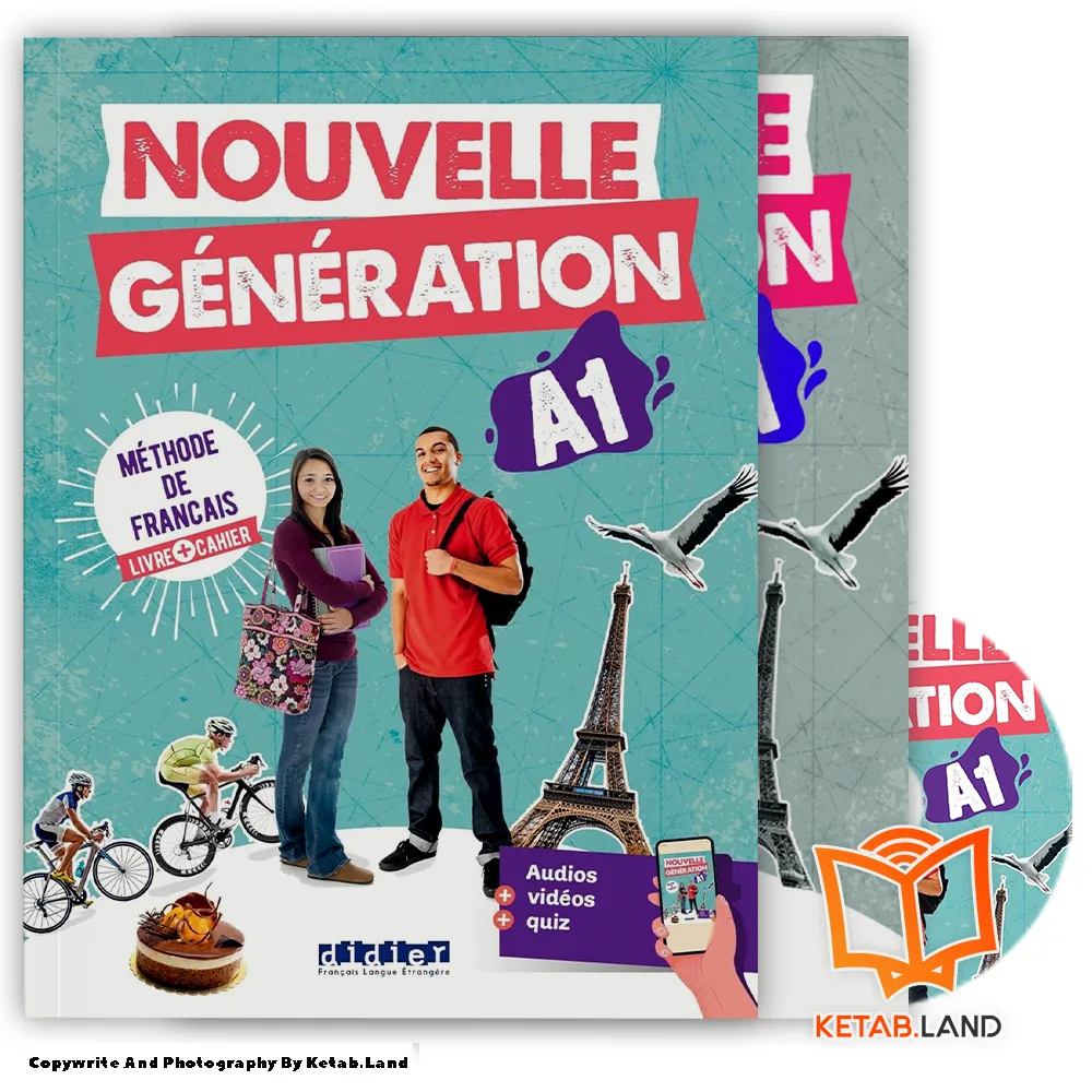 کتاب Nouvelle Generation A1 Book Main Image First Image Front Image with Workbook and DVD of Book قیمت و خرید کتاب Nouvelle Generation A1 از کتاب لند - تصویر اصلی - تصویر اول - تصویر جلد روی کتاب به همراه کتاب کار و DVD