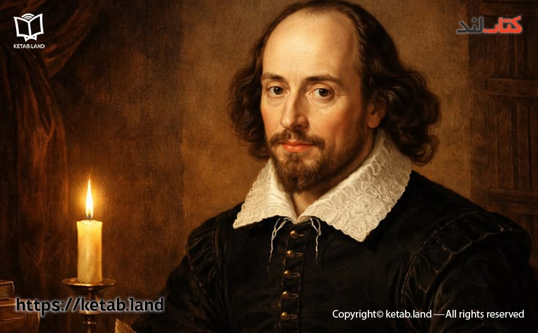 ویلیام شکسپیر کیست؟ زندگینامه کامل William Shakespeare 2 عکس ویلیام شکسپیر که به دوربین نگاه میکند - کتاب لند
