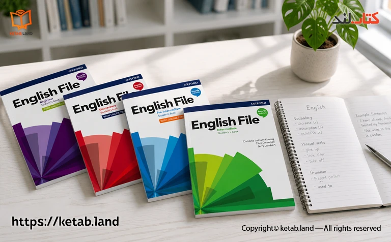 عکس مجموعه کتابهای english-file ویرایش چهارم - لهجه بریتیش - کتاب لند